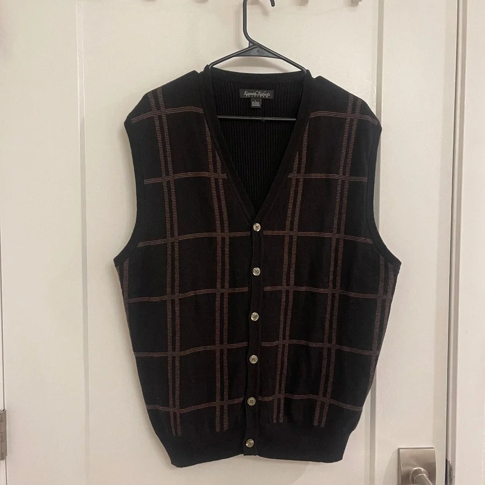 Vintage Cashmere Blend Kenneth Robert's Plaid Vest Preppy Old Money Classic